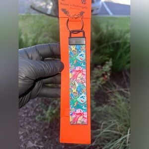 01: Pokémon black key fobe wristlet Keychain with glitter green on the inside